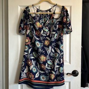 Navy blue sun dress with cut out sleeves. Size small